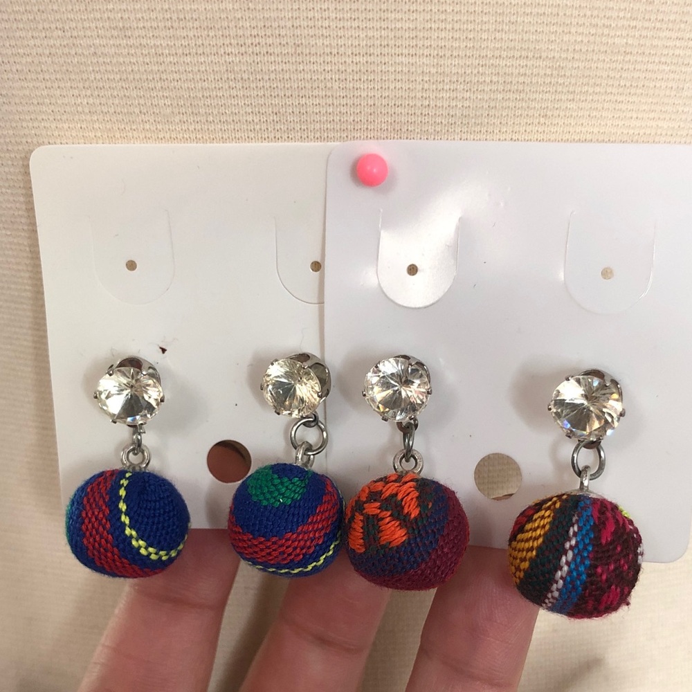 Guatemalan handmade Colorful Beaded Earrings with Crystal Accents - Picture 7 of 11